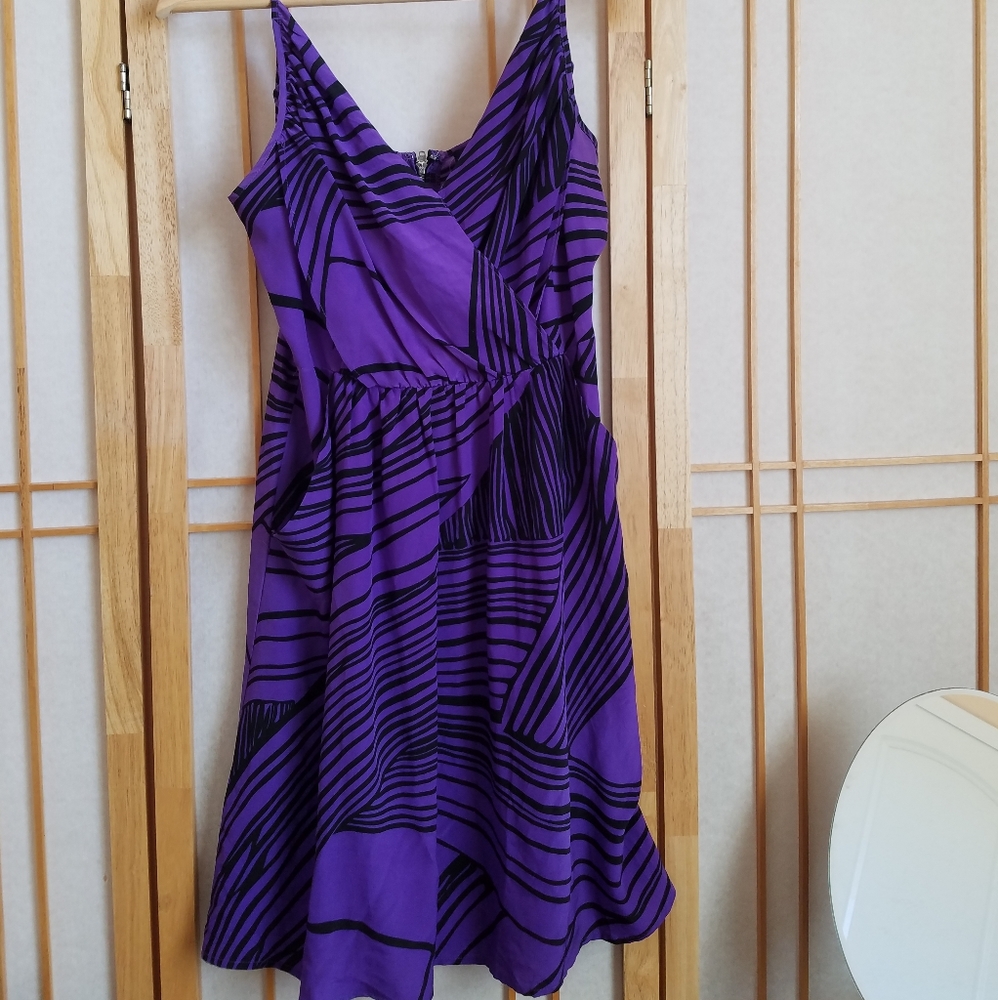 Yumi Kim Goddess dress, M, purple w black abstract
